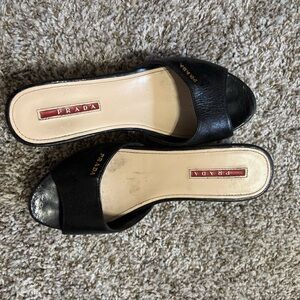 Prada Elegant Black Open-Toe Mules